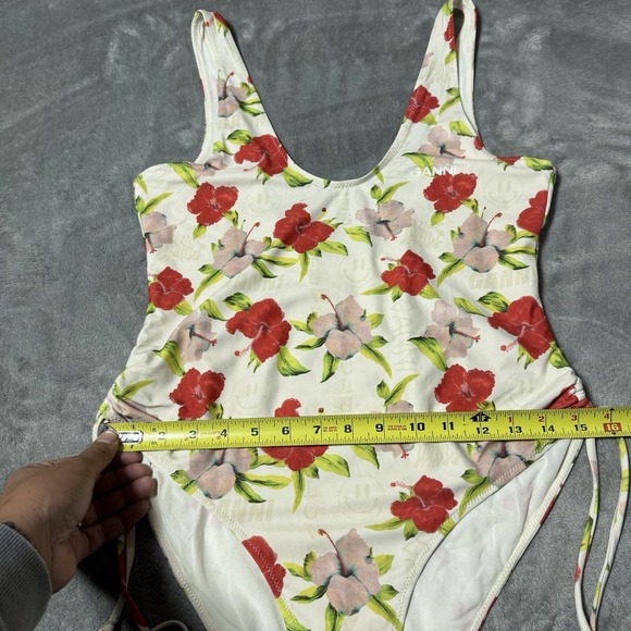 GANNI Floral One Piece Swim Suit Allover Print Logo Size 40EU US 8 - Picture 7 of 7